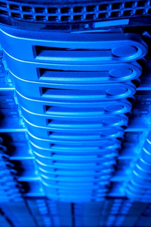 detail of data center with hard drives