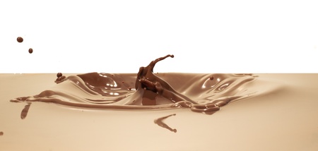 chocolate splash closeup isolated on white backgroundの写真素材