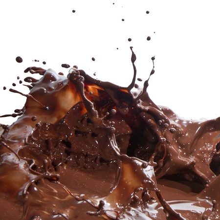 splash of chocolate isolated on white backgroundの写真素材