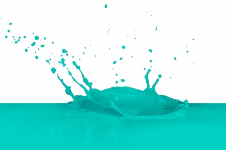 green paint splashing isolated on whiteの写真素材