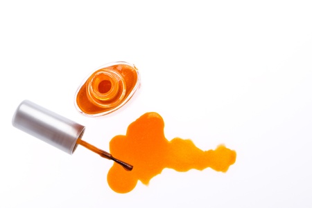 nail polish spilled on white backgroundの写真素材
