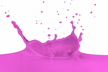 pink paint splashing on whiteの写真素材