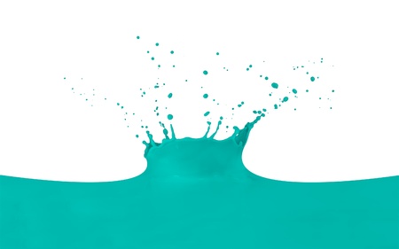 green paint splashing isolated on whiteの写真素材