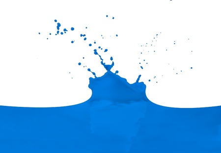 blue paint splashing isolated on whiteの写真素材