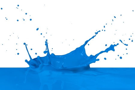 blue paint splashing isolated on whiteの写真素材