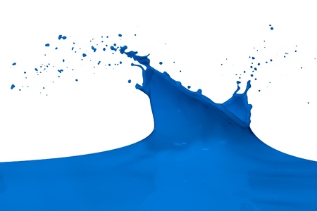 blue paint splashing isolated on whiteの写真素材