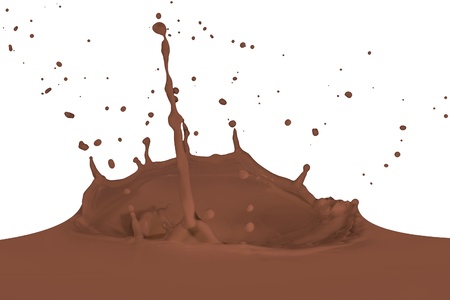 chocolate milk splash isolated on white backgroundの写真素材