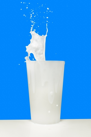milk splashing from the glassの写真素材