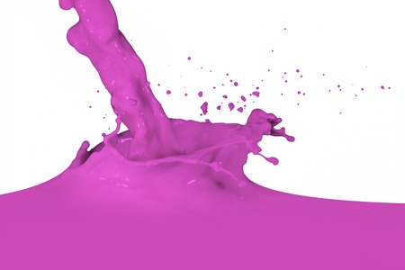pink paint splashing on whiteの写真素材