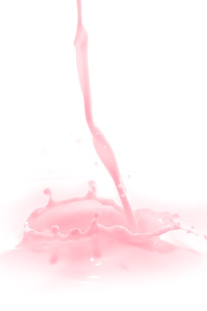 strawberry milk splash isolated on white backgroundの写真素材