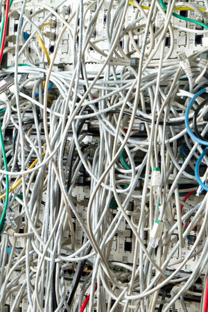 Concept of  network infrastructure with cables connected to data center