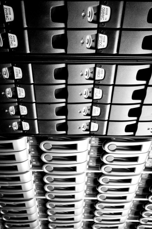 detail of data center with hard drivesの写真素材