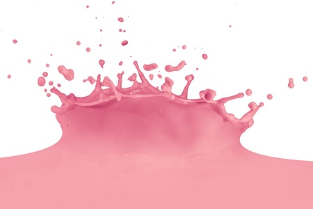 strawberry milk splash isolated on white backgroundの写真素材