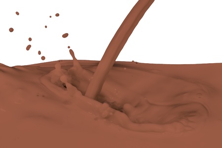 chocolate milk splash isolated on white backgroundの写真素材