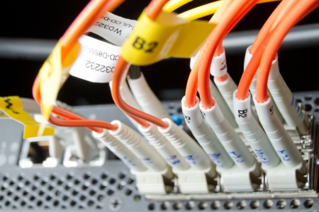 optic fiber cables connected to data center