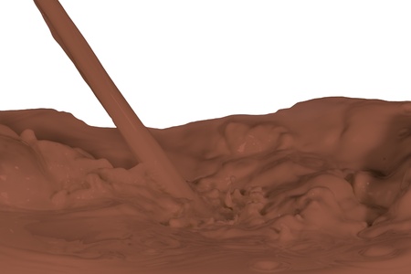 chocolate milk splash isolated on white backgroundの写真素材