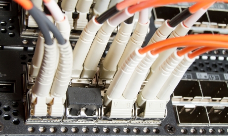 optic fiber cables connected to data center