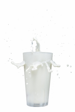 milk splashing from the glassの写真素材
