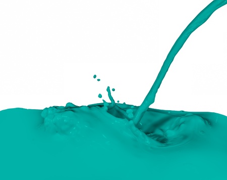 green paint splashing isolated on whiteの写真素材