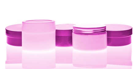 set of cosmetic bottles isolated on white backgroundの写真素材
