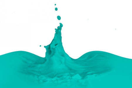 green paint splashing isolated on whiteの写真素材