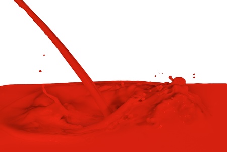 red paint splashing isolated on whiteの写真素材