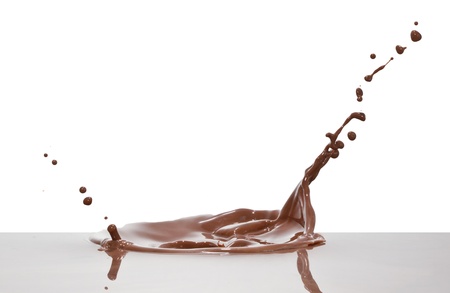 chocolate splash closeup isolated on white backgroundの写真素材