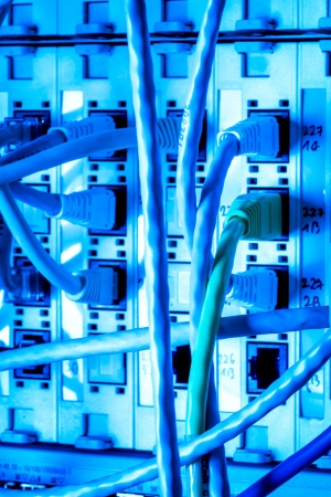 Concept of  network infrastructure with cables connected to data centerの写真素材