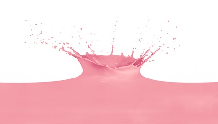 strawberry milk splash isolated on white backgroundの写真素材