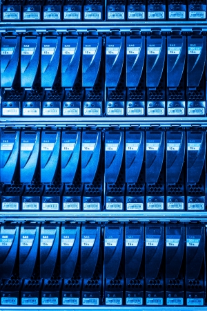 close-up of hard drives in data centerの写真素材