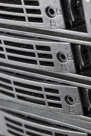 close-up of hard drives in data centerの写真素材