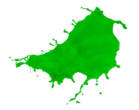 green paint splash isolated on white backgroundの写真素材