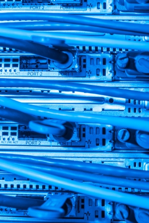 closeup of data center hardware - rear side of storage serverの写真素材