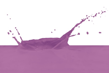 violet paint splashing isolated on whiteの写真素材