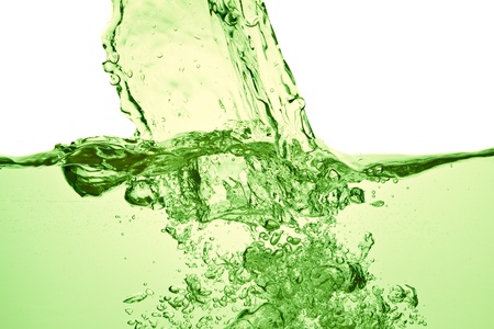 green soda drink with bubblesの写真素材