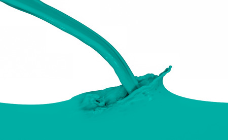 green paint splashing isolated on whiteの写真素材