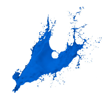 blue paint splash isolated on white backgroundの写真素材