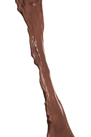pouring milk chocolate, isolated on white backgroundの写真素材