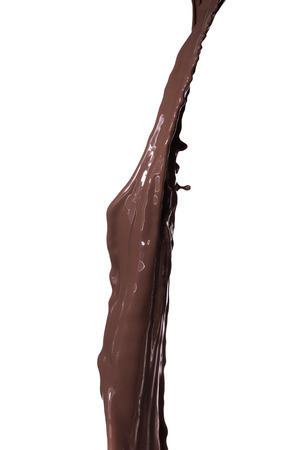pouring dark melted chocolate, isolated on white の写真素材