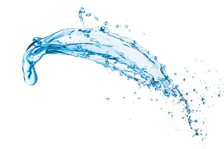 blue water splash isolated on white backgroundの写真素材