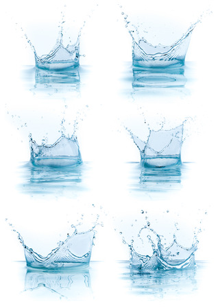 water splash collection isolated on white backgroundの写真素材