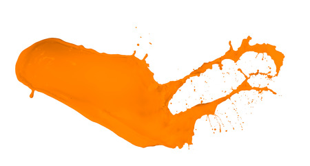 orange paint splash isolated on white backgroundの写真素材