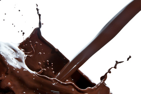 splash of chocolate isolated on white backgroundの写真素材