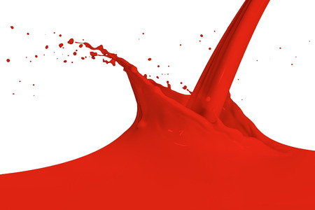 red paint splashing isolated on whiteの写真素材