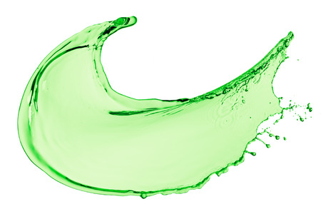green juice splash on white backgroundの写真素材