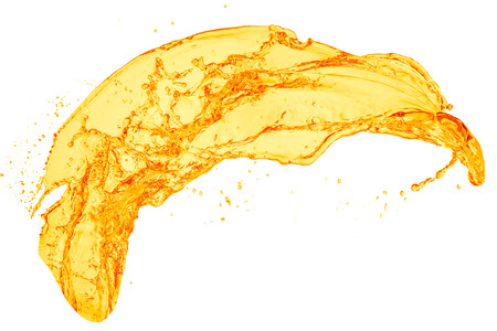 orange juice splash on white backgroundの写真素材