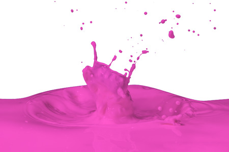 pink paint splashing on whiteの写真素材
