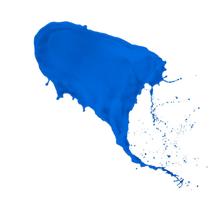 blue paint splash isolated on white backgroundの写真素材