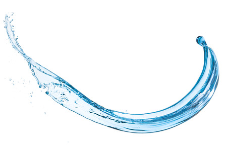 blue water splash isolated on white backgroundの写真素材
