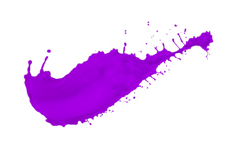 violet paint splash isolated on white backgroundの写真素材
